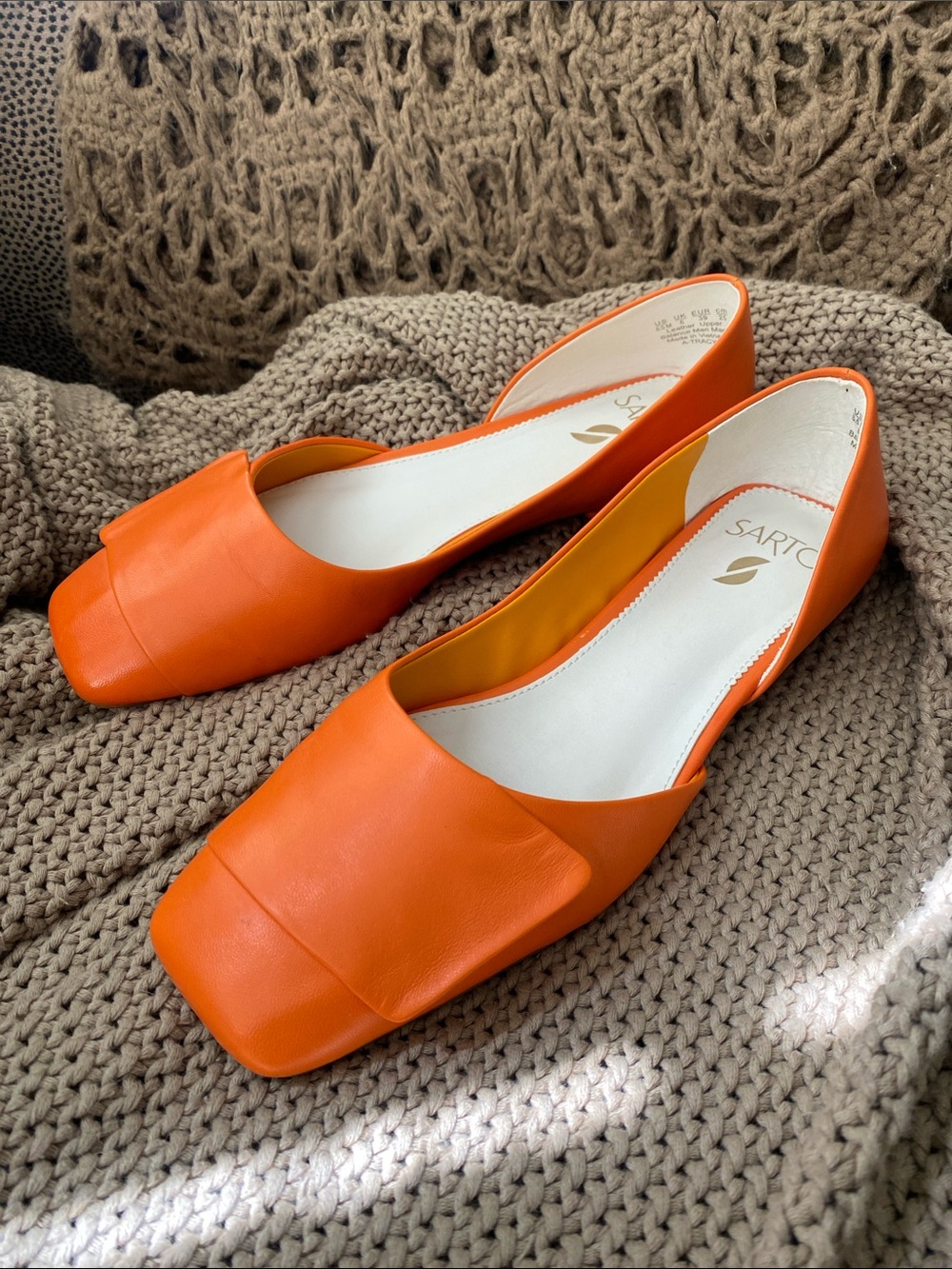 Franco Sarto Tracy orange leather flats 8.5 NEW - Picture 3 of 3